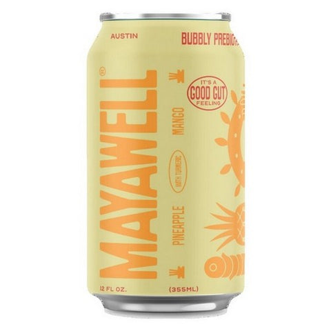 Mayawell, Sparkling Soda Prebiotic With Turmeric Pineapple Mango, 12 Oz X 4 Count (Case Of 6) Mayawell