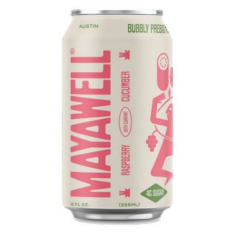 Mayawell, Sparkling Soda Prebiotic With Currant Raspberry Cucumber, 12 Oz X 4 Count (Case Of 6) Mayawell