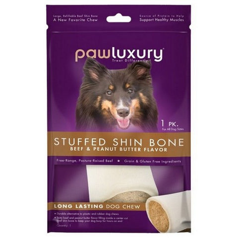 Paw Love, Stuffed Beef Bone Dog Treat Peanut Butter, 1 Count (Case Of 6)