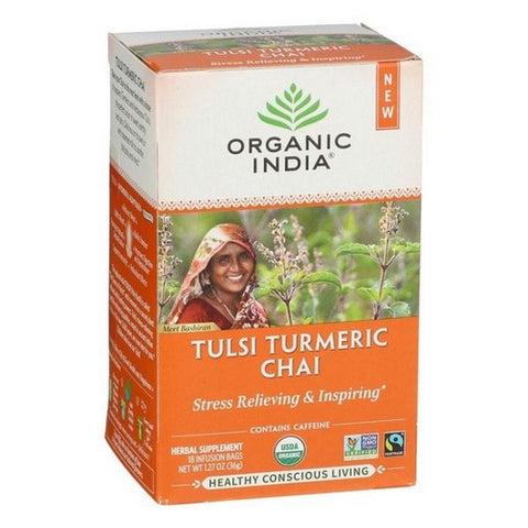 Organic India, Tulsi Turmeric Chai Herbal Supplement, 1.27 Oz (Case Of 6)