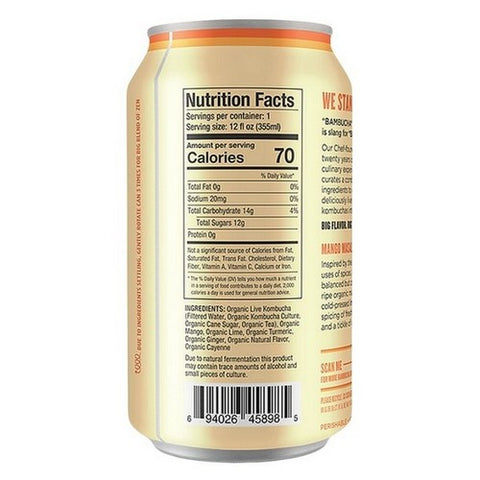 Bambucha Kombucha, Mango Masala Organic Big, 12 Oz (Case Of 12)