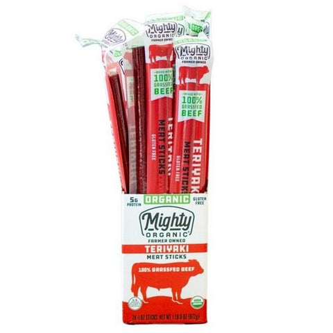Mighty Organics, Beef Stick Teriyaki Grassfed, 1 Oz (Case Of 24)