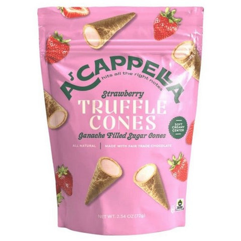 Acappella, Strawberry Truffle Cones, 2.54 Oz (Case Of 6)