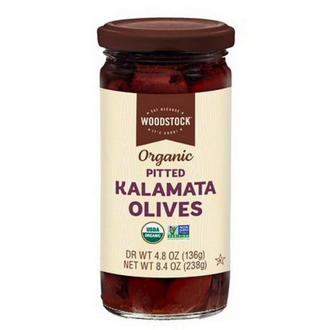 Woodstock, Kalamata Pitted Olives, 8.4 Oz (Case Of 12)