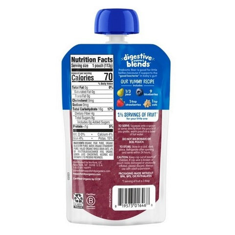Happy Baby Food, Pear Blueberry Strawberry Oats, 4 Oz (Case Of 16)