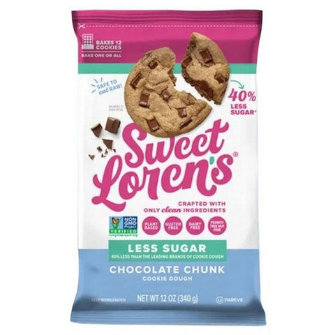 Sweet Loren's, Cookie Dough Less Sugar Chocolate Chunk, 12 Oz (Case Of 6)