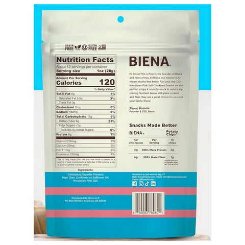 Biena, Himalayan Pink Salt Value Size Chickpea Snacks, 12 Oz (Case Of 6)