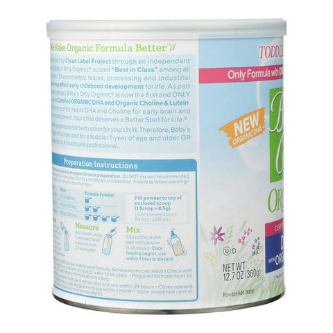 Babys Only Organic, Organic Toddler Formula Dairy DHA And Ara, 12.7 Oz (Case Of 6)