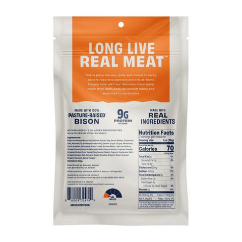 Country Archer, Provisions Pasture Raised Bison Original Jerky, 2 Oz (Case Of 12)