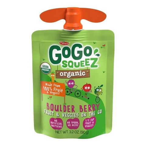 Gogo Squeez, Organic Fruit And Veggiez Variety Pack Pedal Peach Boulder Berry, 3.2 Oz X 12 Count (Case Of 6)