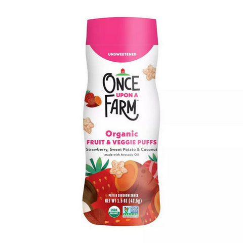 Once Upon A Farm, Organic Puffs Strawberry Sweet Potato And Coconut, 1.5 Oz (Case Of 6)
