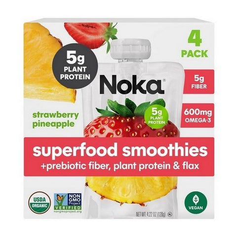 Noka, Organic Superfood Smoothie Strawberry Pinapple, 4.22 Oz X 4 Count (Case Of 6)