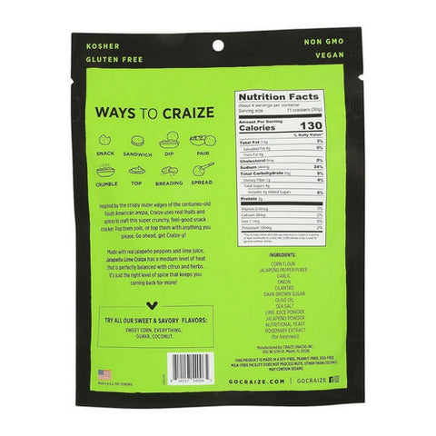 Craize, Jalapeno Lime Corn Cracker, 4 Oz (Case Of 6)