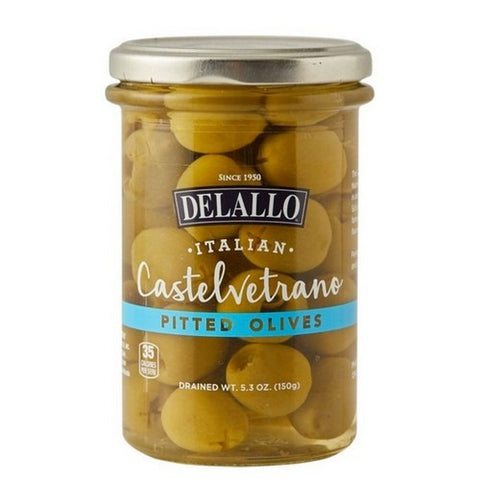 Delallo, Castelvetrano Green Pitted Olives, 5.3 Oz (Case Of 6)