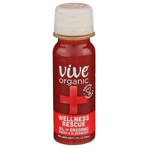 Vive Organic, Wellness Rescue Shot Oil Of Oregano Ginger Root And Cayenne Pepper, 2 Oz (Case Of 12)