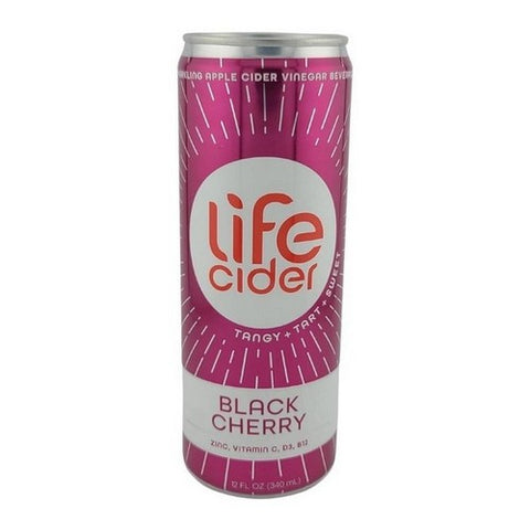 Life Cider, Sparkling Apple Cider Vinegar Beverage Black Cherry, 12 Oz (Case Of 12)