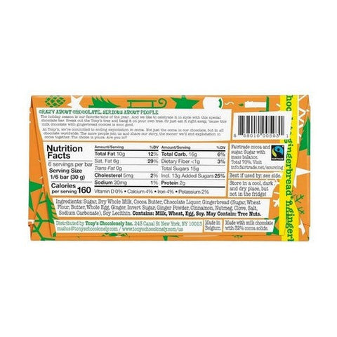 Tonys Chocolonely, Milk Chocolate With Gingerbread Bar, 6.35 Oz (Case Of 15) Tonys Chocolonely