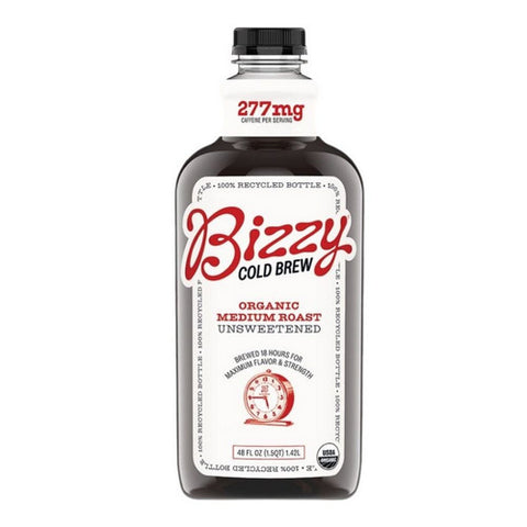 Organic Cold Brew Coffee Medium Roast Unsweetened 48 Oz (Case Of 6) by Bizzy Coffee