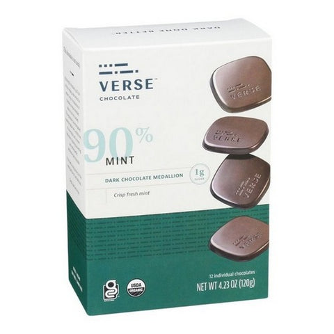 Verse Chocolate, Dark Chocolate Medallion Mint, 4.23 Oz (Case Of 6)