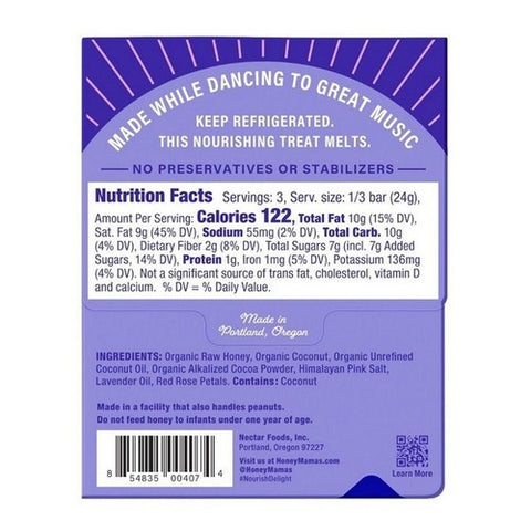 Honey Mamas, Lavender Rose Cocoa Truffle Bar, 2.5 Oz (Case Of 12)