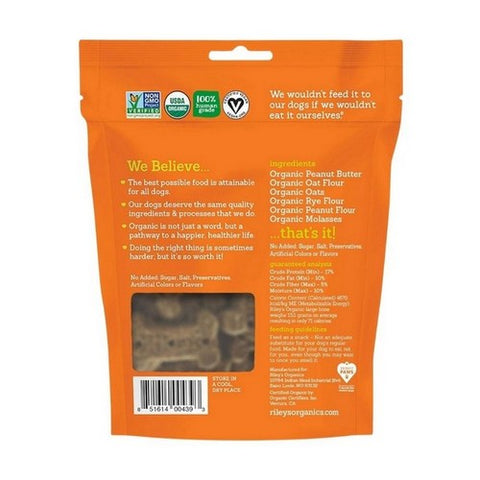Riley's Organic, Organic Dog Treats Peanut Butter & Molasses Recipe Large, 5 Oz (Case Of 6) Riley's Organic