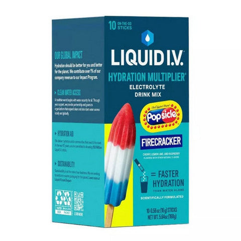 Liquid I.V, Popsicle Firecracker Hydration Multiplier, 10 Count Liquid I.V