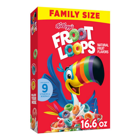 Kellogg's, Froot Loops Breakfast Cereal Family Size, 16.6 Oz (Case Of 12)