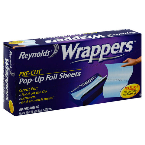 Wrappers Foil Sheets Pre Cut Pop Up 50 Count (Case Of 9) by Reynolds