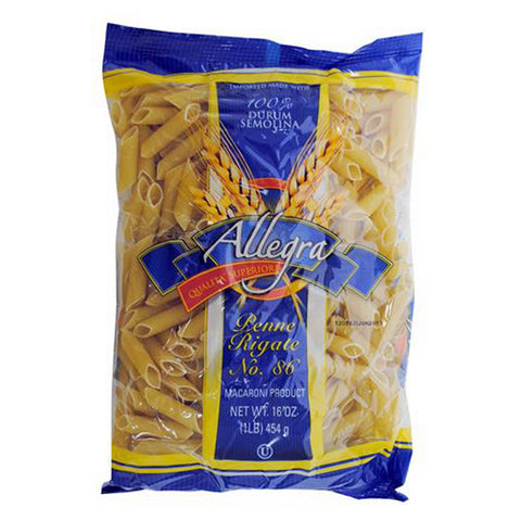 Allegra, Pasta Penne Rigate, 16 Oz (Case Of 20)