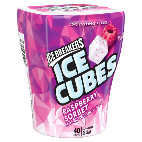 Ice Breakers, Ice Cubes Raspberry Sorbet Sugar Free Chewing Gum, 3.24 Oz (Case Of 6)