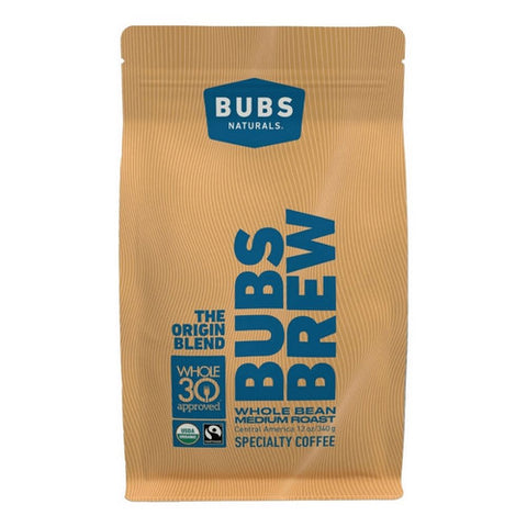 Bubs Naturals, Origin Coffee Medium Roast Whole Bean, 12 Oz