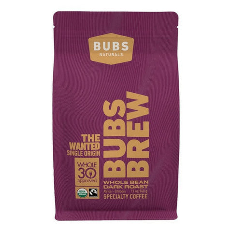 Bubs Naturals, Wanted Coffee Dark Roast Whole Bean, 12 Oz Bubs Naturals
