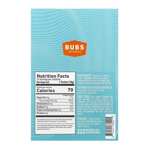 Bubs Naturals, Halo Creamer MCT Oil Powder, 14 Count