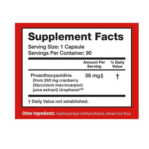 Utiva, Urinary Tract Health Cranberry PACs Supplement, 90 Capsules