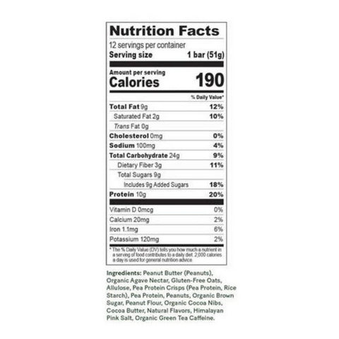 Verb Energy, Peanut Butter Caffeinated Protein Bars, 12 Count