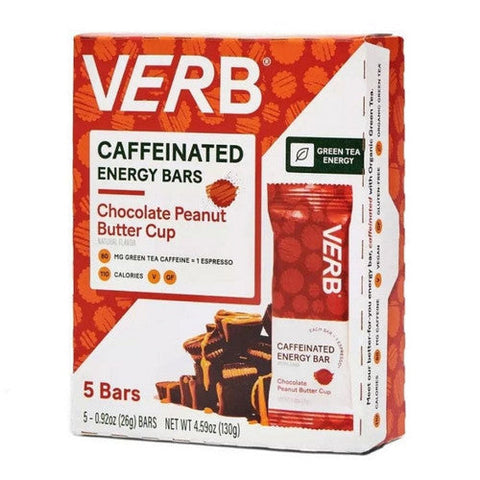 Verb Energy, Peanut Butter Cup Caffeinated Energy Bars, 5 Count Verb Energy