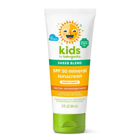 Babyganics, Totally Tropical Kids Sheer Blend Sunscreen Lotion SPF 50, 3 Oz / SPF 50 Babyganics