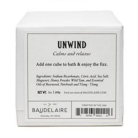 Baudelaire, Unwind Bath Effervescent Cube, 7 Oz