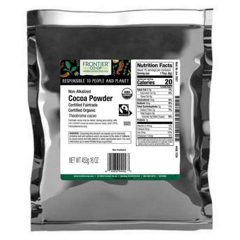 Frontier Coop, Organic Fairtrade Non-Alkalized Cocoa Powder, 16 Oz Frontier Coop