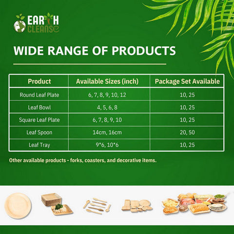 Earth Cleanse, Areca Palm Leaf Square Plates 7-Inch, Pack of 25 Earth Cleanse