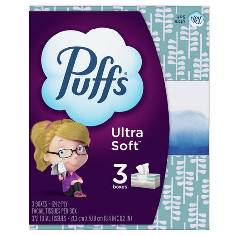 Puffs, Ultra Soft Facial Tissues Box, 372 Count (Case Of 8)