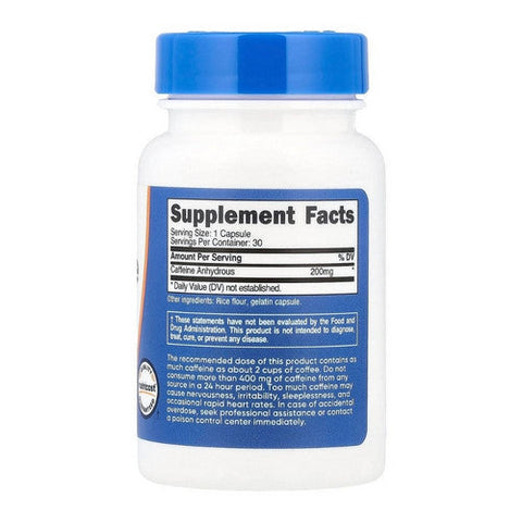 Nutricost, Caffeine Capsules, 200 Mg, 30 Count Nutricost
