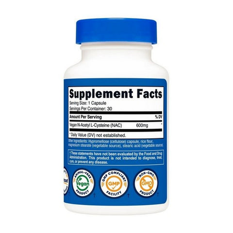 Nutricost, N-Acetyl L-Cysteine Capsules, 600 Mg, 30 Count