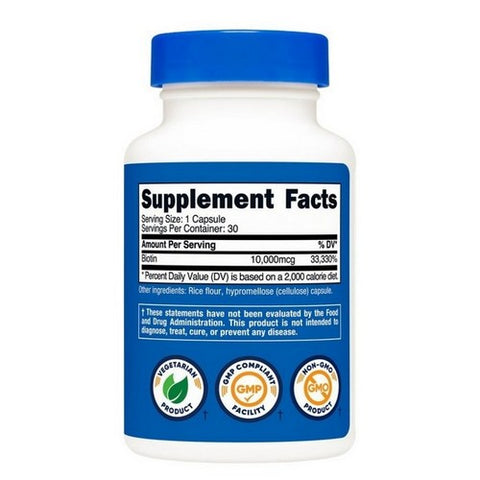 Nutricost, Biotin Capsules, 10,000 Mcg, 30 Count