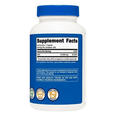 Nutricost, Biotin Capsules, 10 Mg, 240 Count
