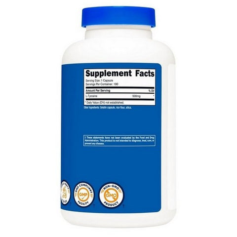 Nutricost, L-Tyrosine Capsules, 500 Mg, 180 Count