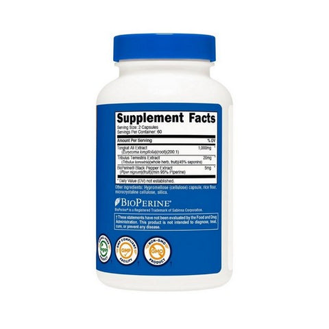 Nutricost, Tongkat Ali 200:1 Capsules, 1000 Mg, 120 Count