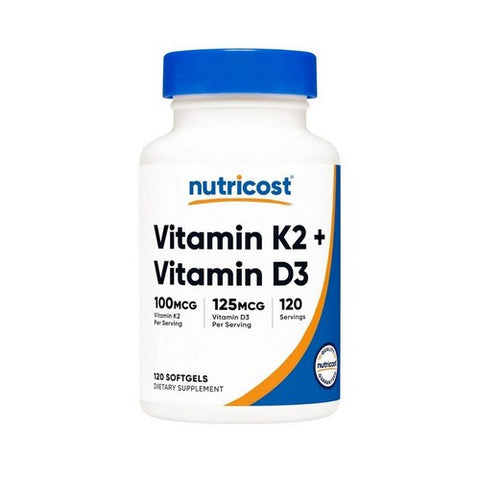 Nutricost, Vitamin K2 Plis Vitamin D3, 100 Mcg/5000 IU, 120 Softgels