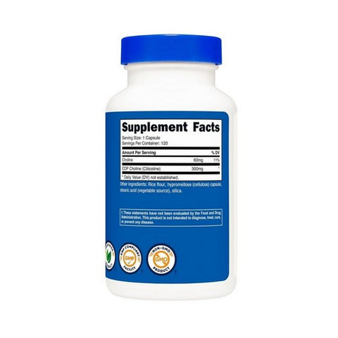 Nutricost, CDP Choline Capsules, 300 Mg, 120 Count