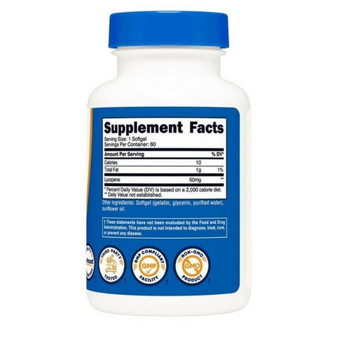 Nutricost, Lycopene Softgels, 50 Mg, 60 Count
